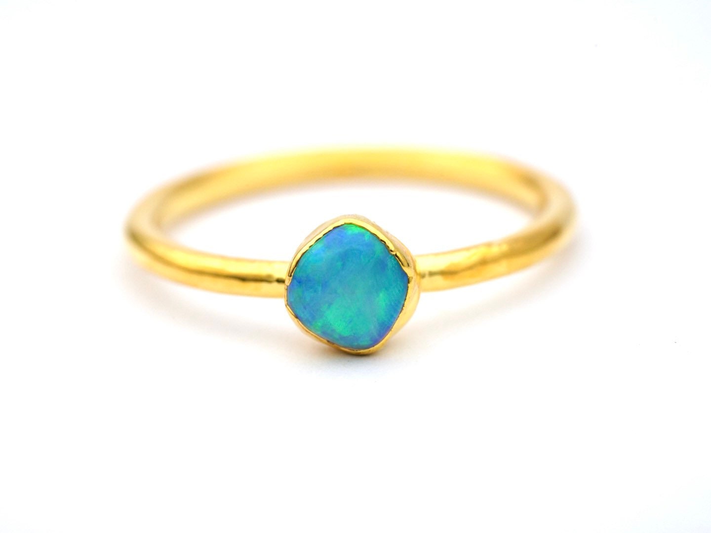 Single Raw Opal Gold Electroform Ring | Unique Gift for Her | October Birthstone