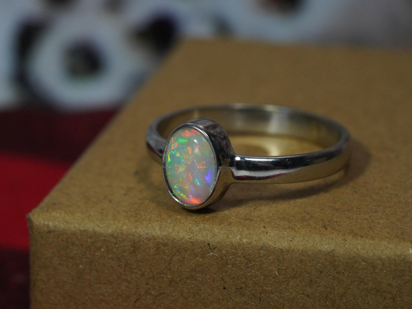 Australian Opal Ring | Sterling Silver | Size 8