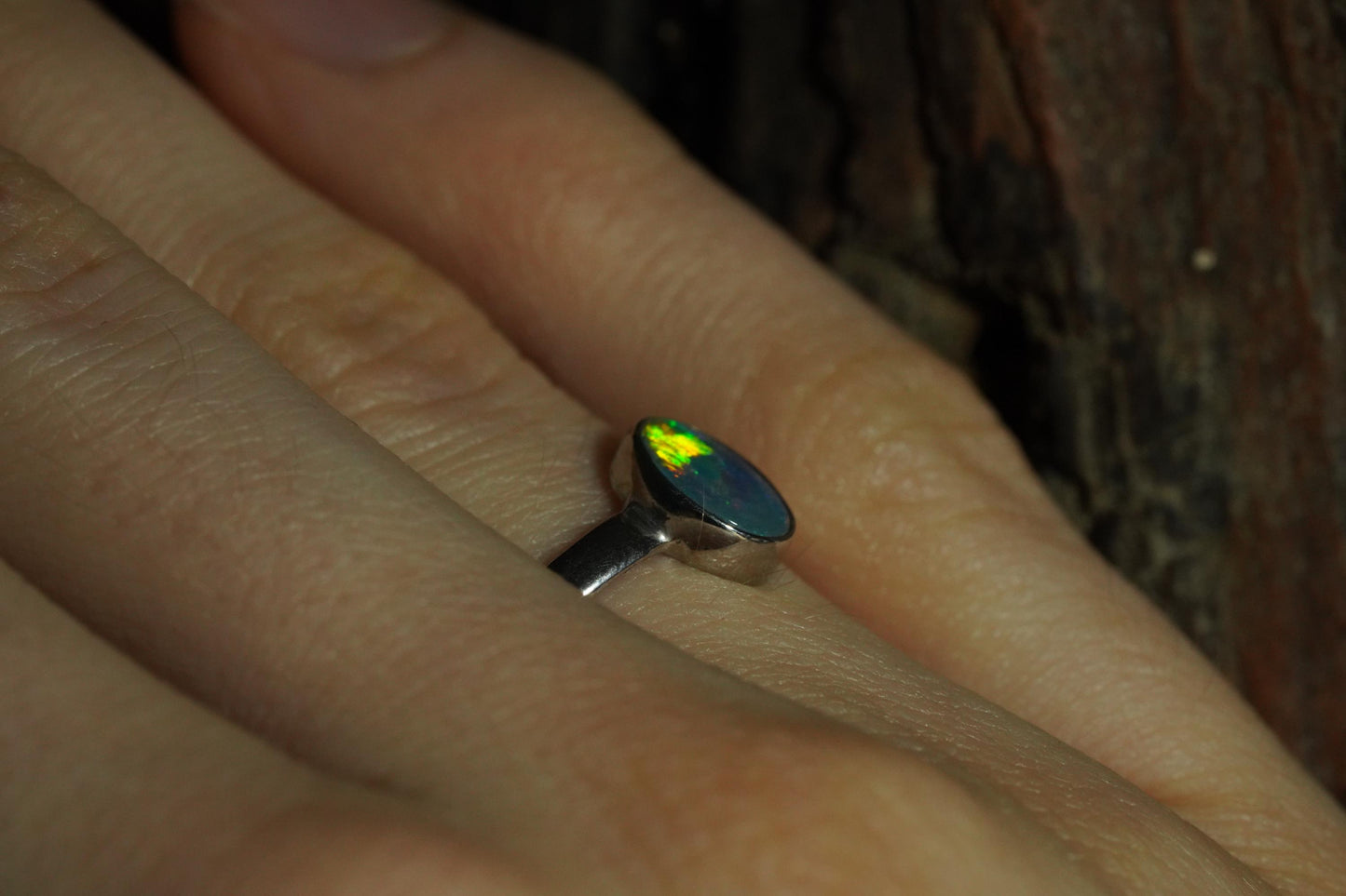 Australian Opal Ring | Sterling Silver | Size 6