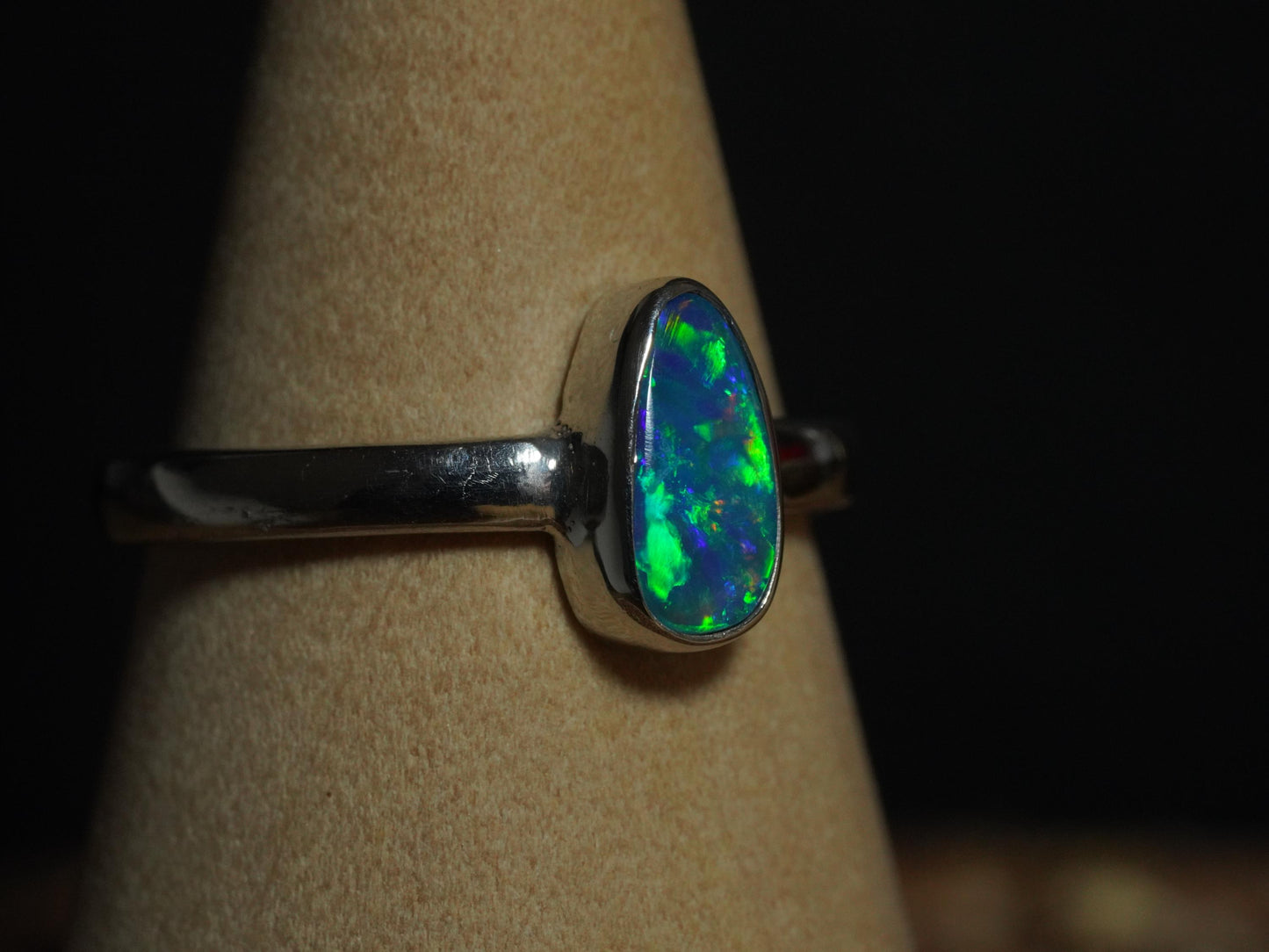 Australian Opal Doublet Silver Ring Size 7 US | Natural Unique Colourful Opal | Gift For Women October Birthstone