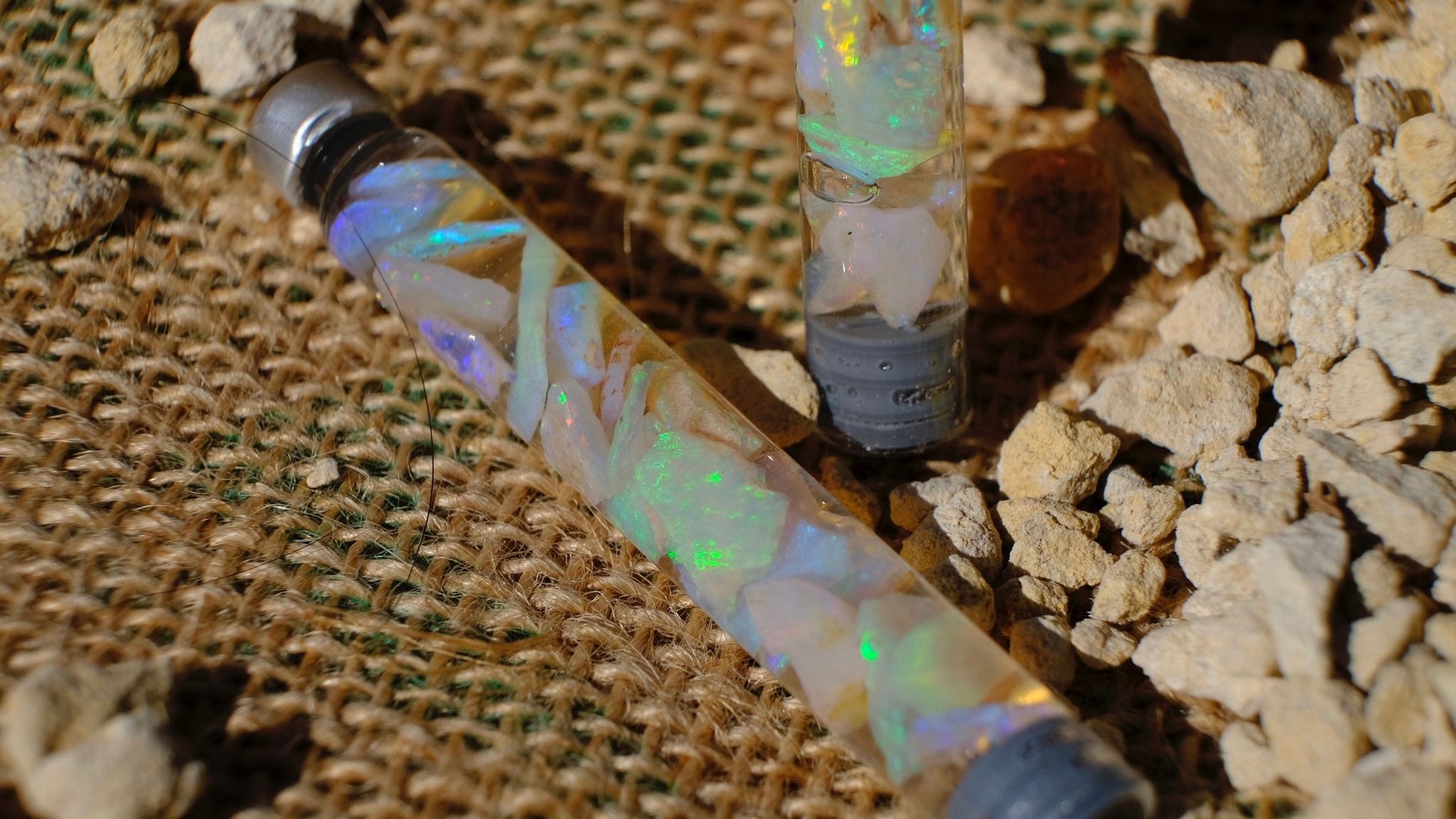 Raw Rough Opal Chip Tube | Gift for them | October Birthstone