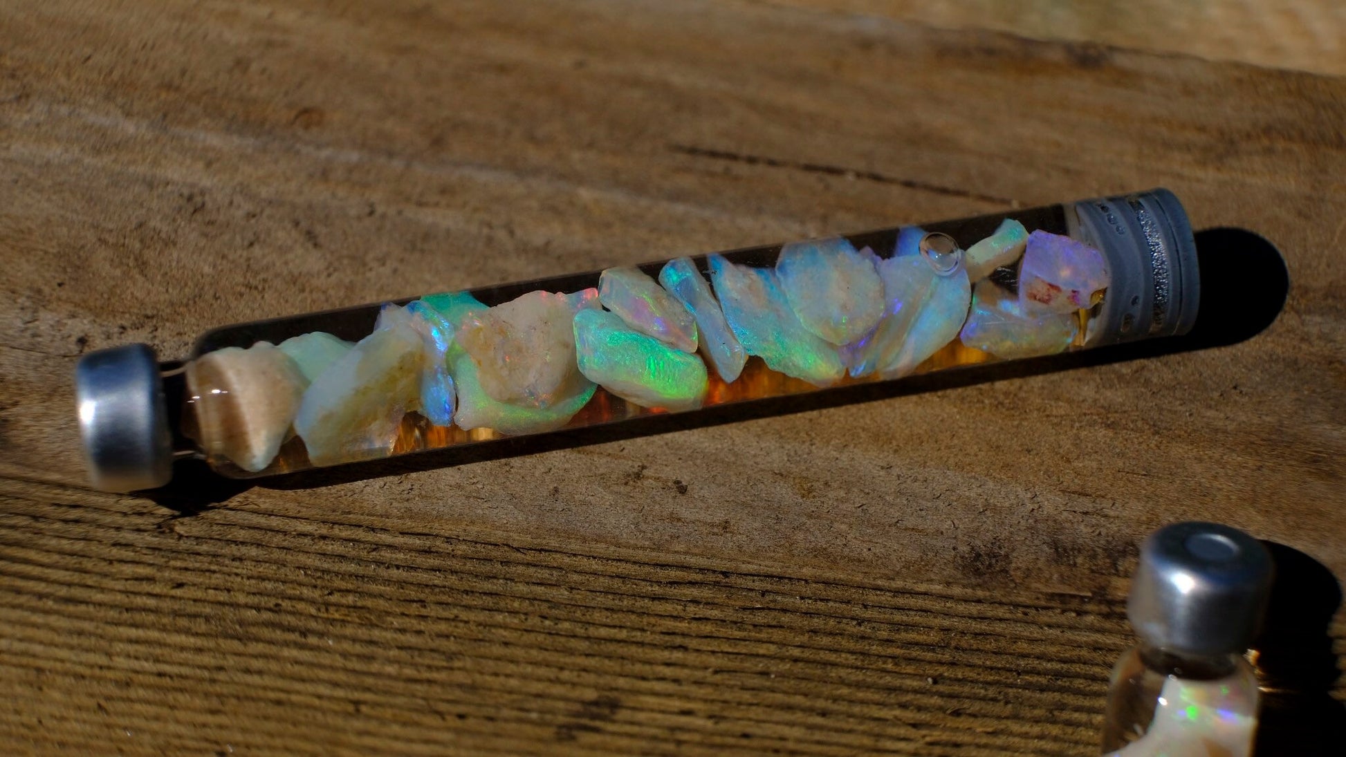 Raw Rough Opal Chip Tube | Gift for them | October Birthstone