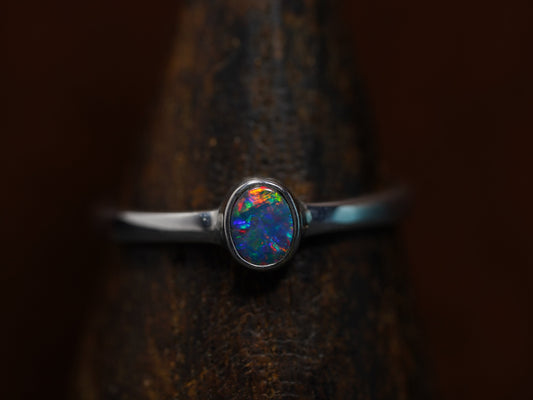 Australian Opal Ring | Sterling Silver | Size 8