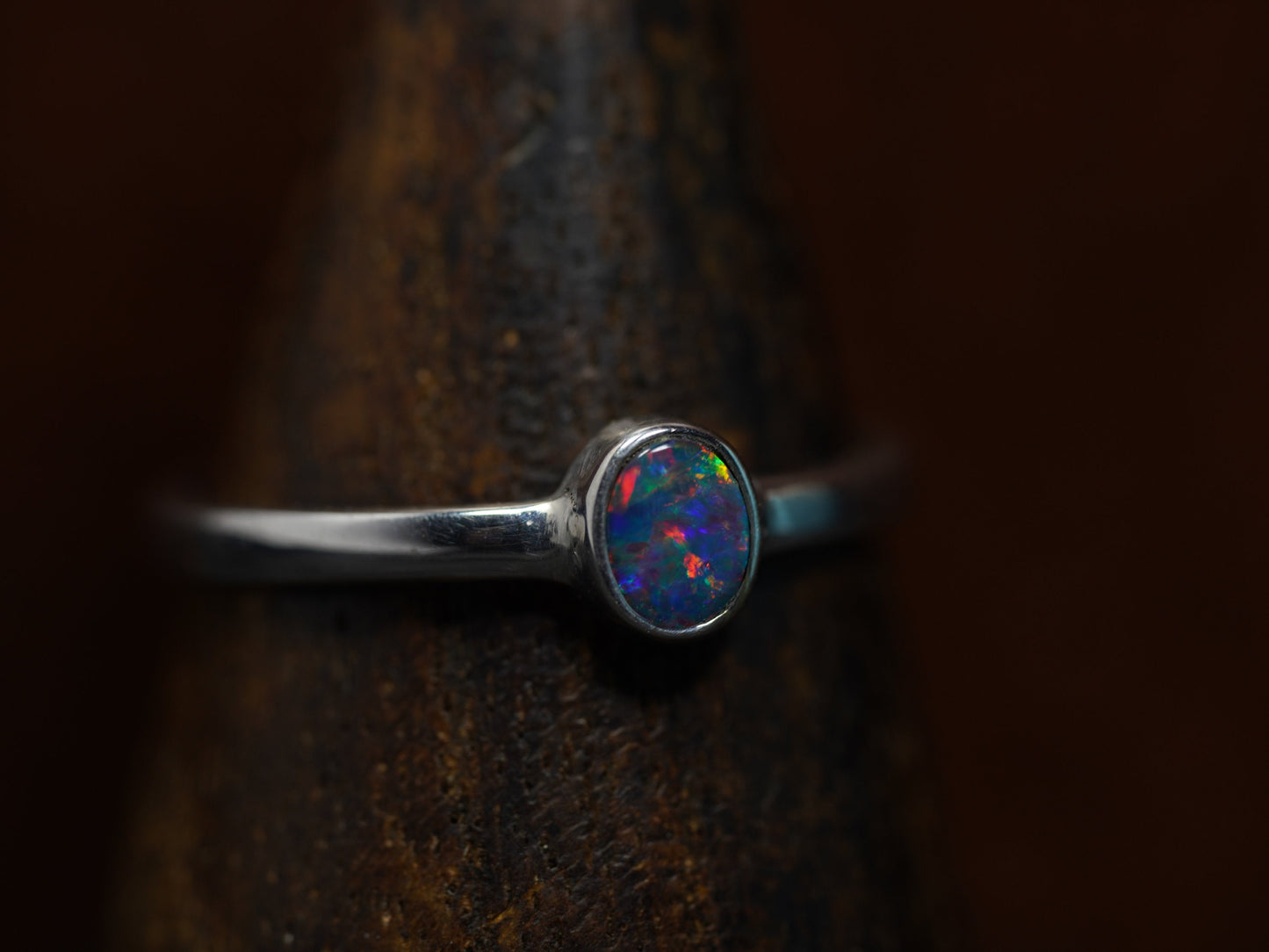 Australian Opal Ring | Sterling Silver | Size 8