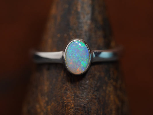 Australian Opal Ring | Sterling Silver | Size 8