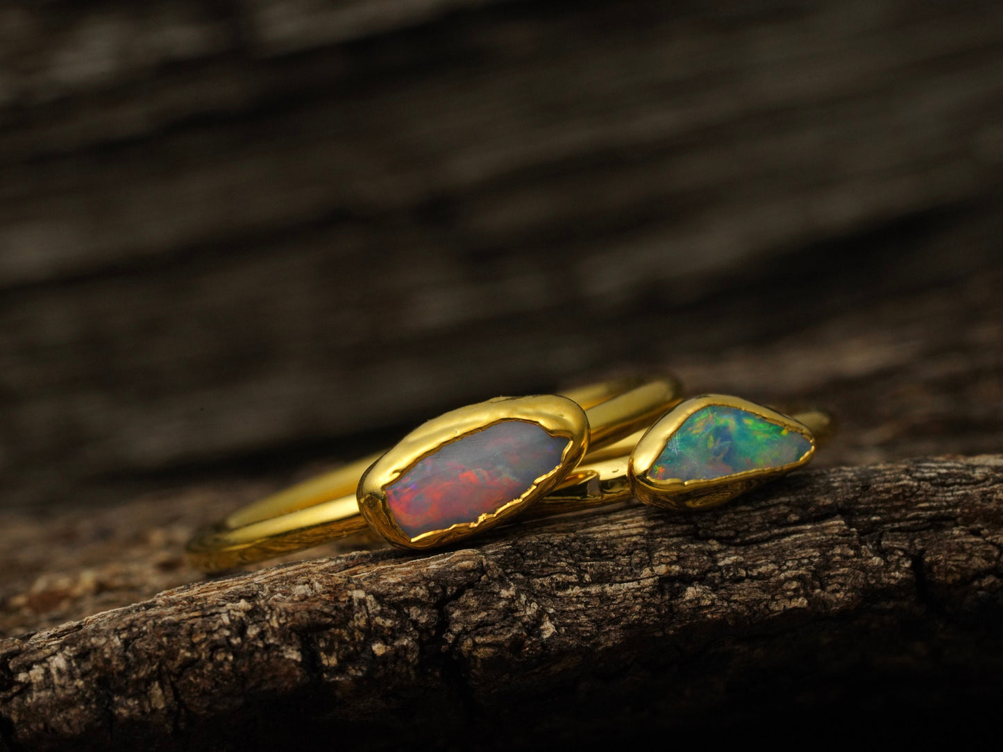 Raw Opal Ring for Women • Australian Opal • October Birthstone • Gift for Her • Gemstone Statement Ring • Gold Filled Ring