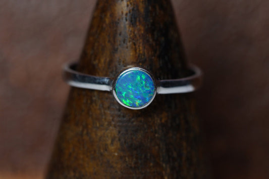 Australian Opal Ring | Sterling Silver | Size 6