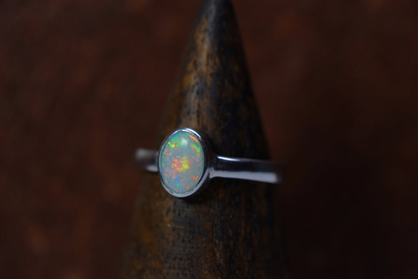 Australian Opal Ring | Sterling Silver | Size 8