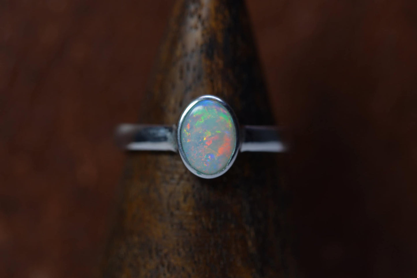 Australian Opal Ring | Sterling Silver | Size 8