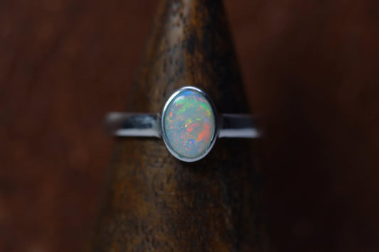 Australian Opal Ring | Sterling Silver | Size 8