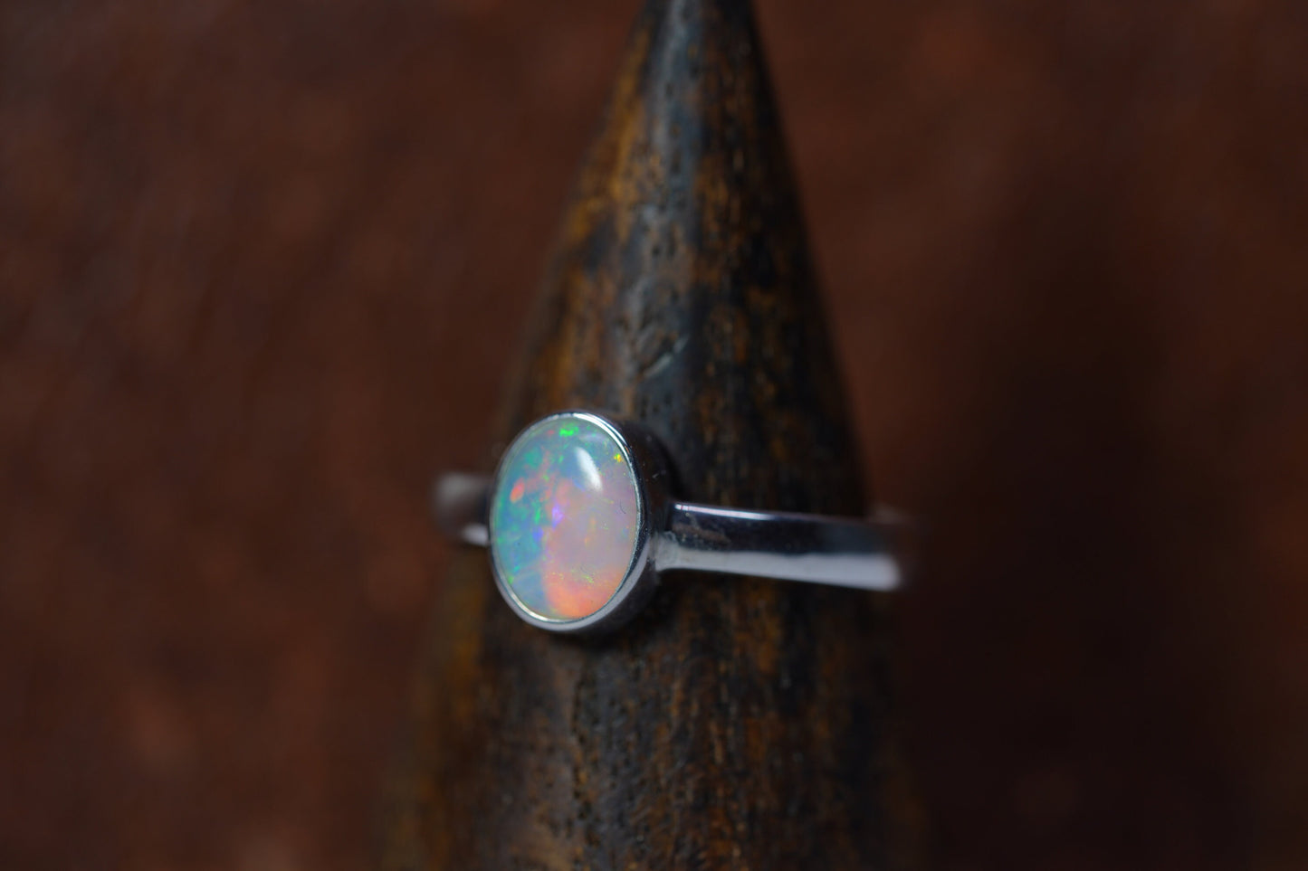 Australian Opal Ring | Sterling Silver | Size 8
