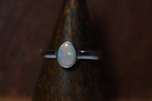 Australian Opal Ring | Sterling Silver | Size 8
