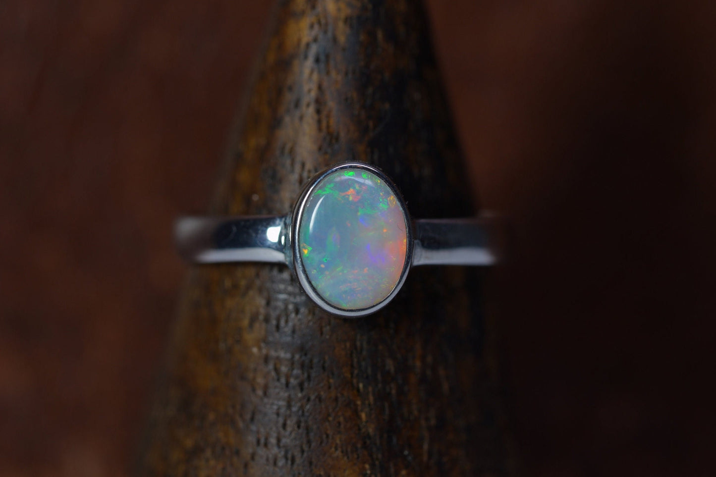 Australian Opal Ring | Sterling Silver | Size 8