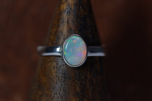 Australian Opal Ring | Sterling Silver | Size 8