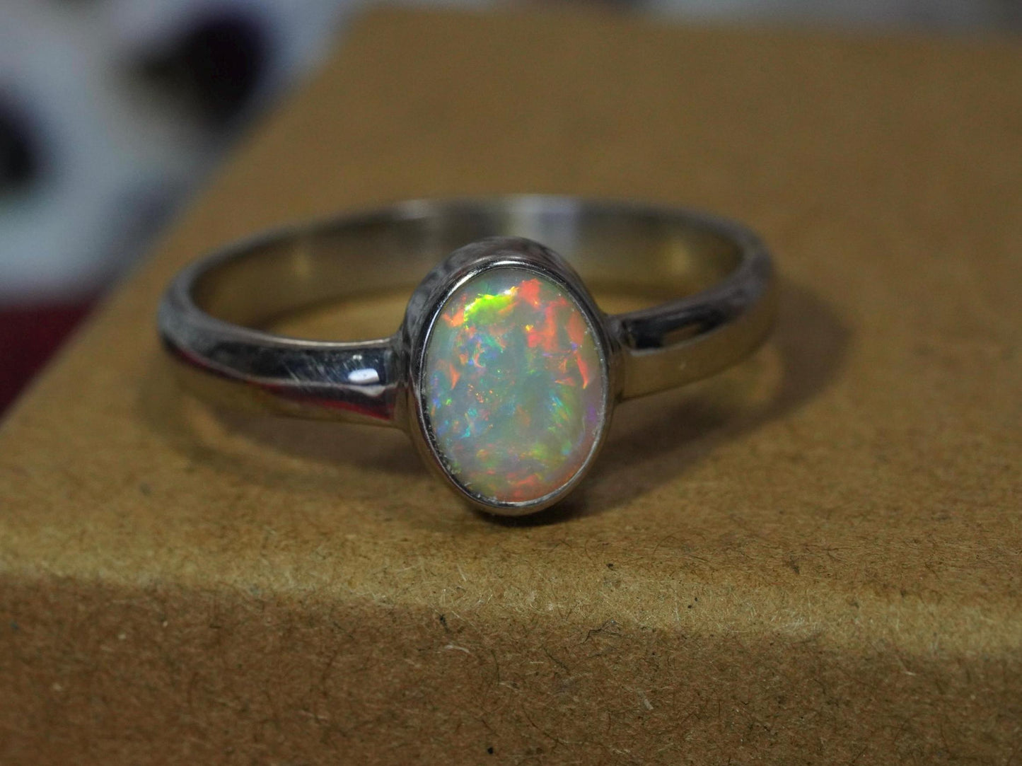 Australian Opal Ring | Sterling Silver | Size 8
