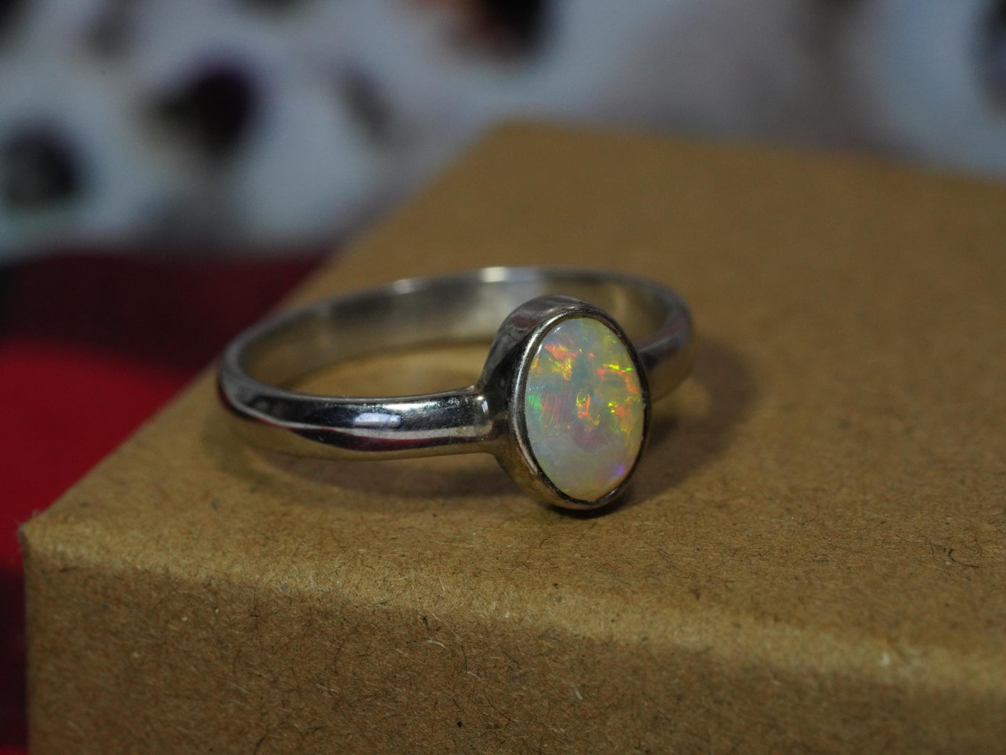 Australian Opal Ring | Sterling Silver | Size 8