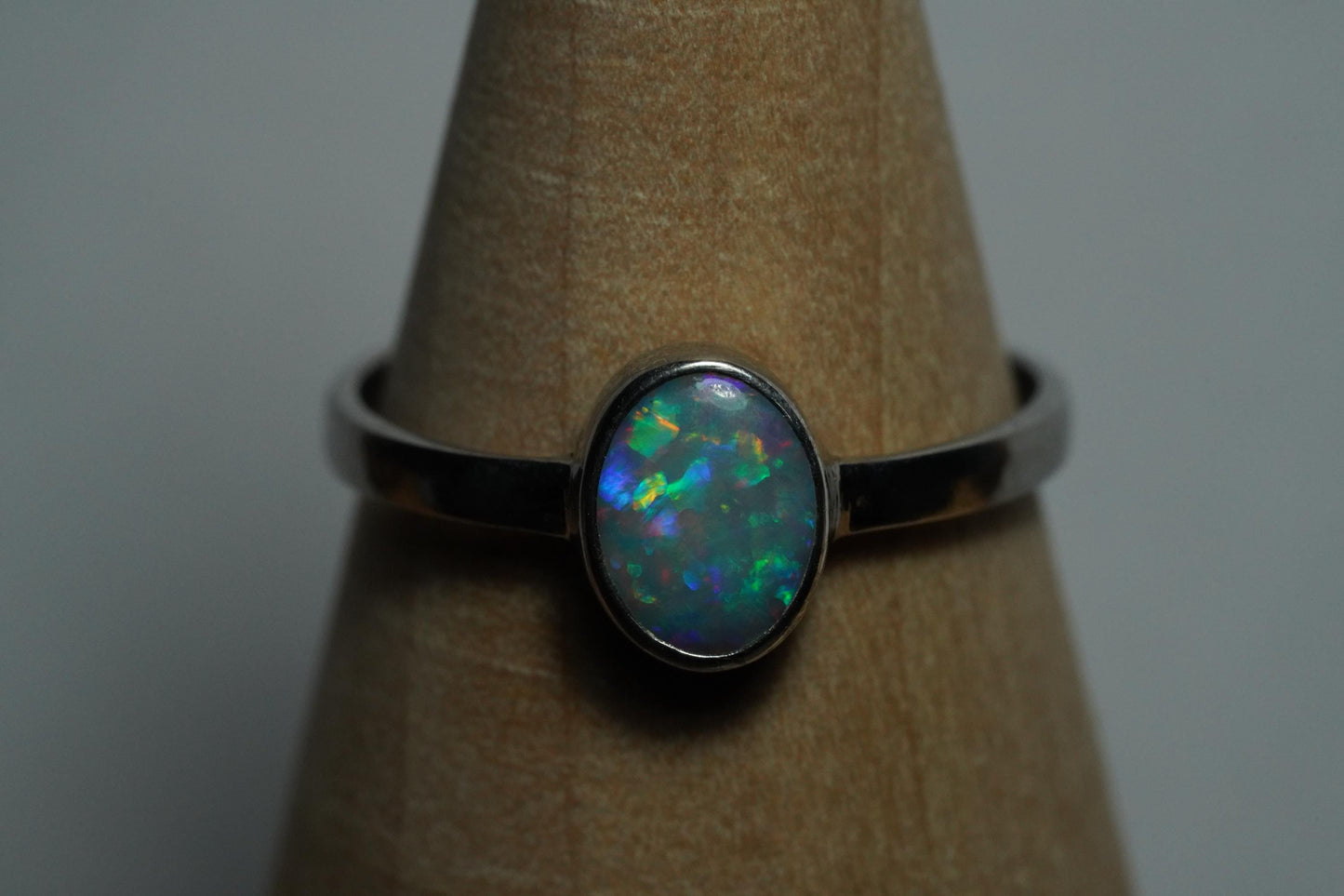 Australian Opal Ring | Sterling Silver | Size 8