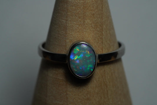 Australian Opal Ring | Sterling Silver | Size 8