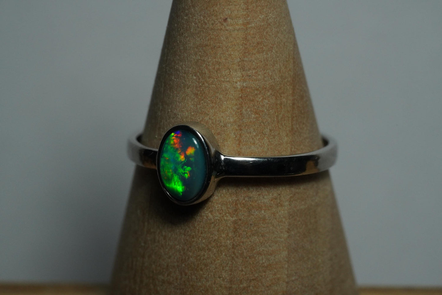 Australian Opal Ring | Sterling Silver | Size 8
