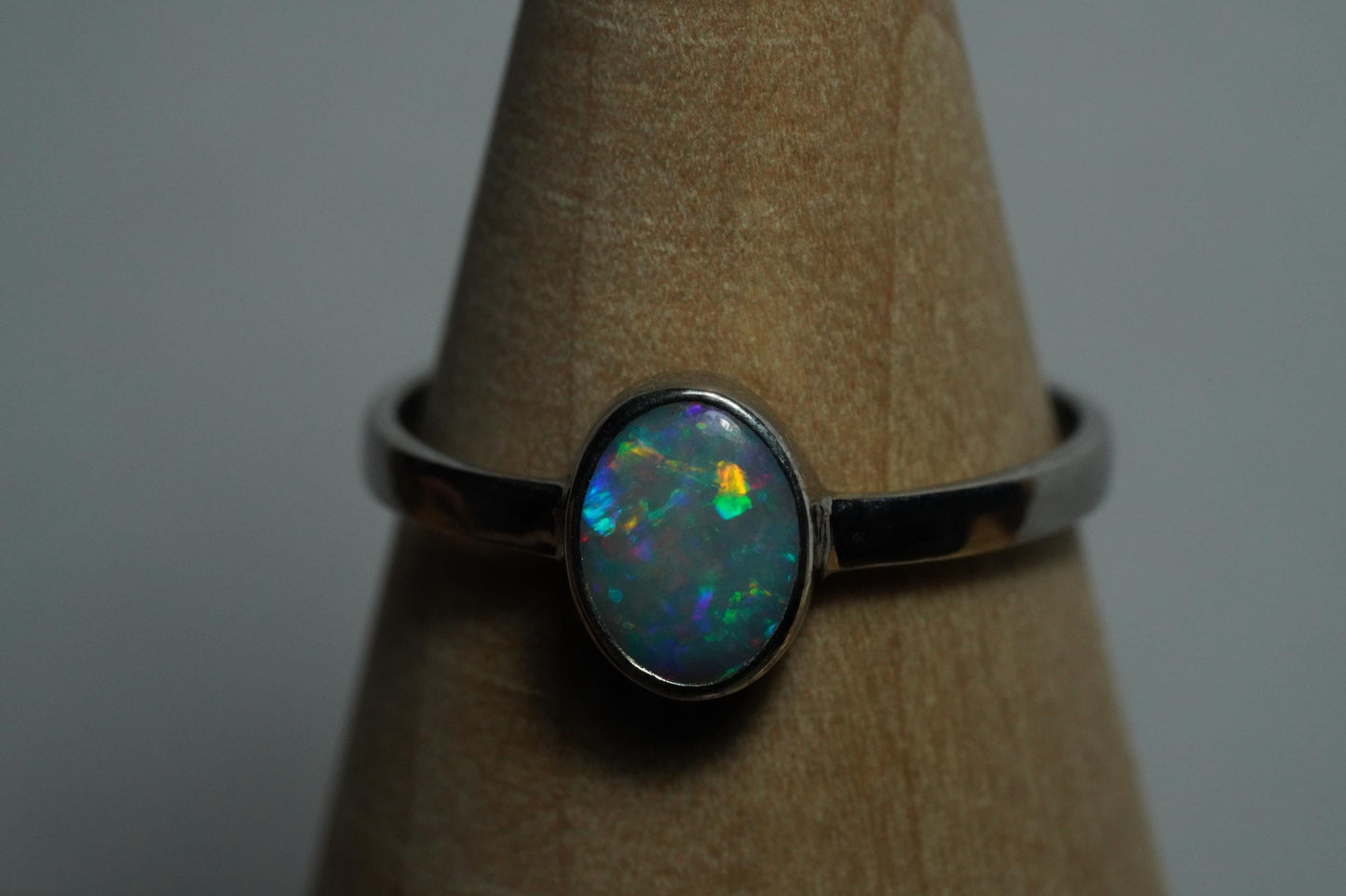 Australian Opal Ring | Sterling Silver | Size 8