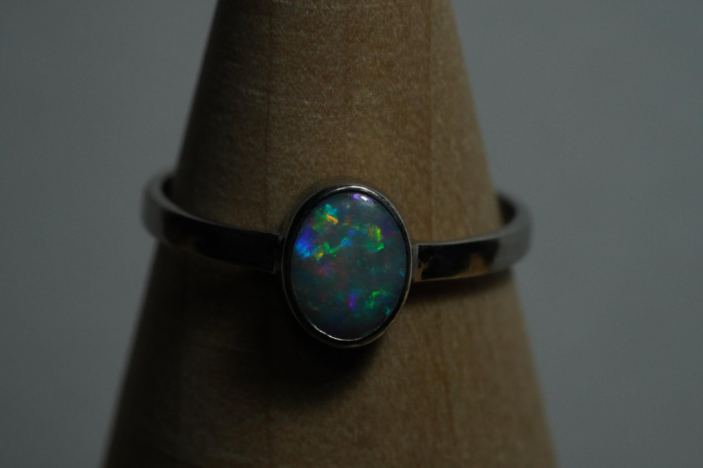 Australian Opal Ring | Sterling Silver | Size 8