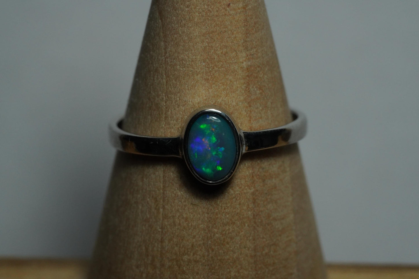 Australian Opal Ring | Sterling Silver | Size 8