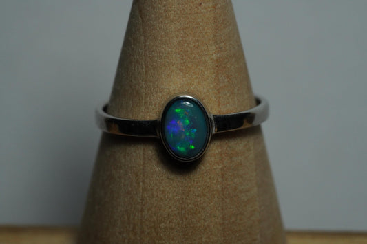 Australian Opal Ring | Sterling Silver | Size 8