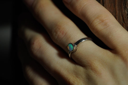 Australian Opal Ring | Sterling Silver | Size 5