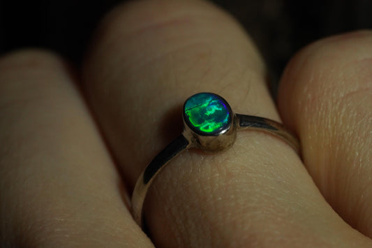 Australian Opal Ring | Sterling Silver | Size 6