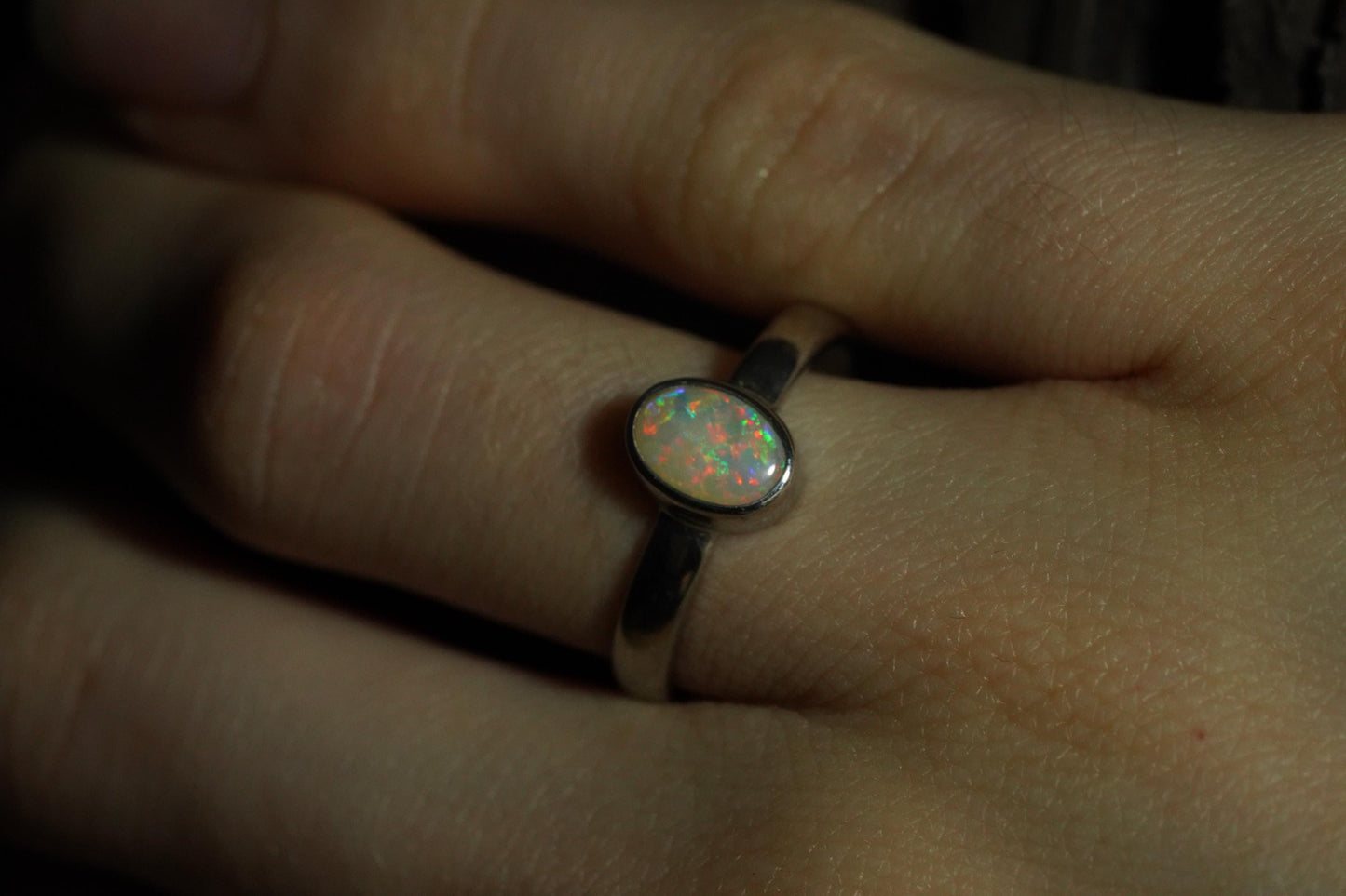 Australian Opal Ring | Sterling Silver | Size 6