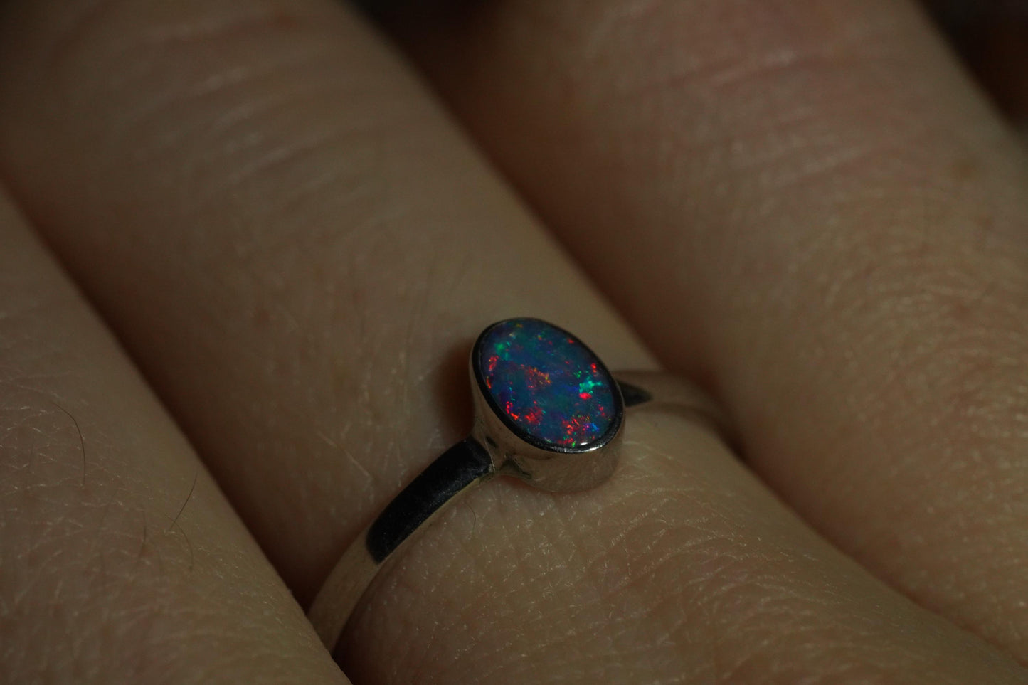 Australian Opal Ring | Sterling Silver | Size 6