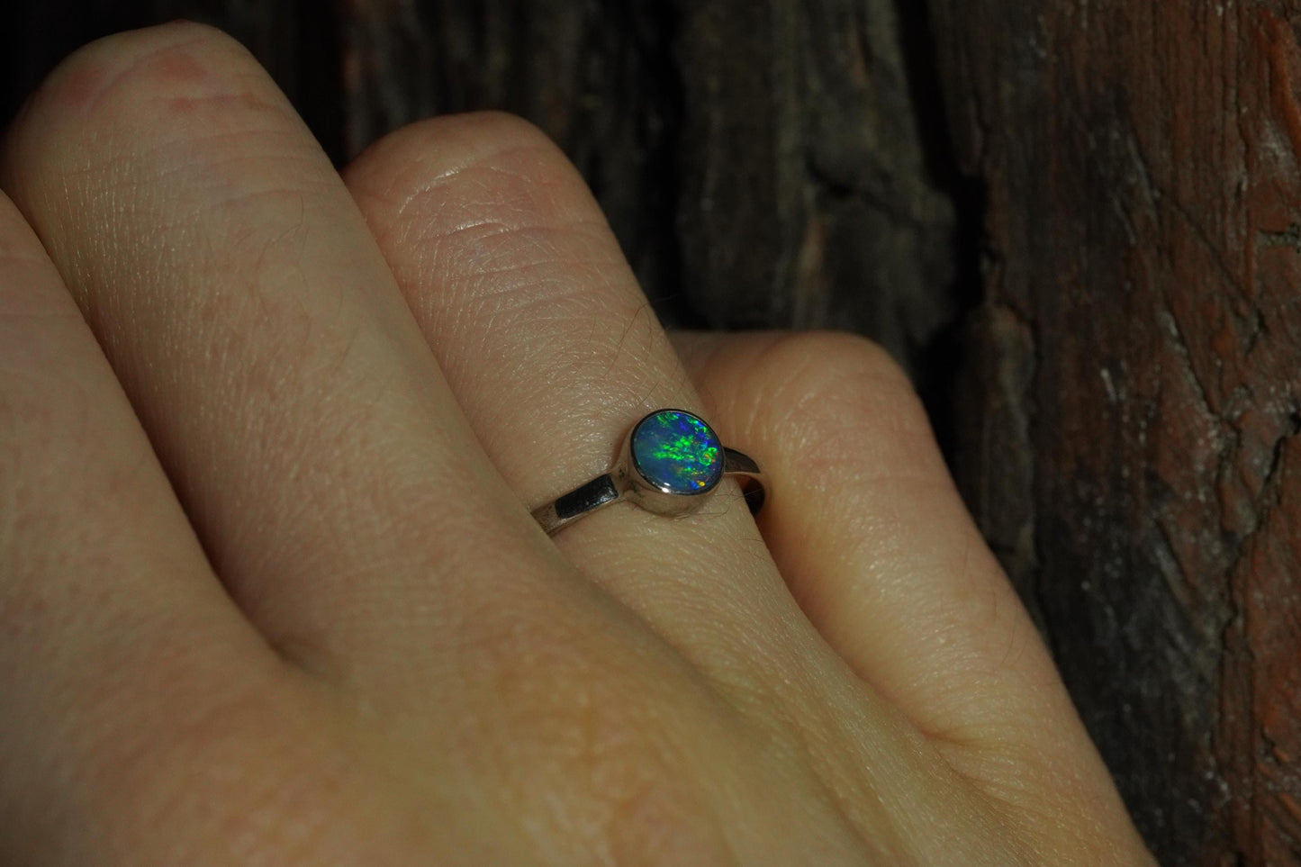 Australian Opal Ring | Sterling Silver | Size 6