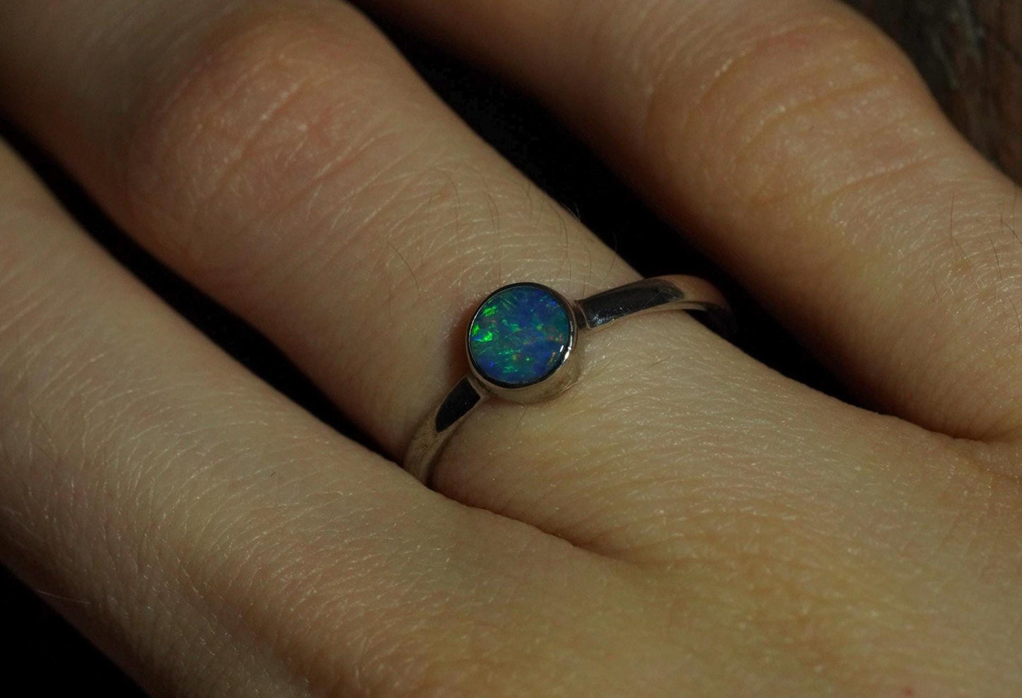 Australian Opal Ring | Sterling Silver | Size 6