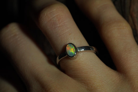 Australian Opal Ring | Sterling Silver | Size 6
