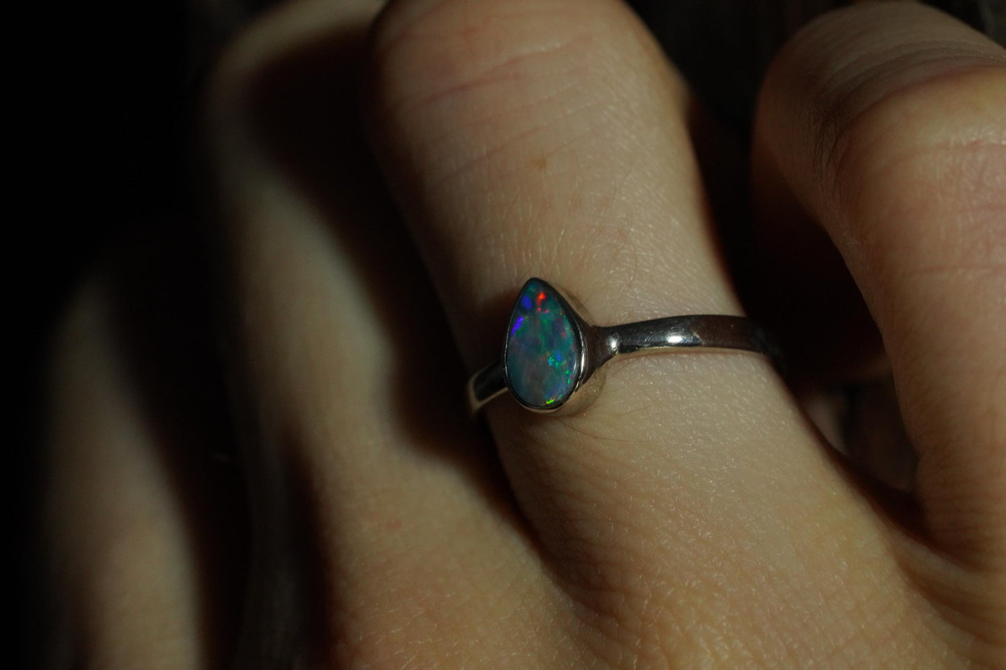 Australian Opal Ring | Sterling Silver | Size 6