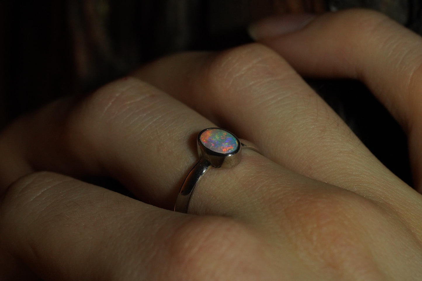 Australian Opal Ring | Sterling Silver | Size 7