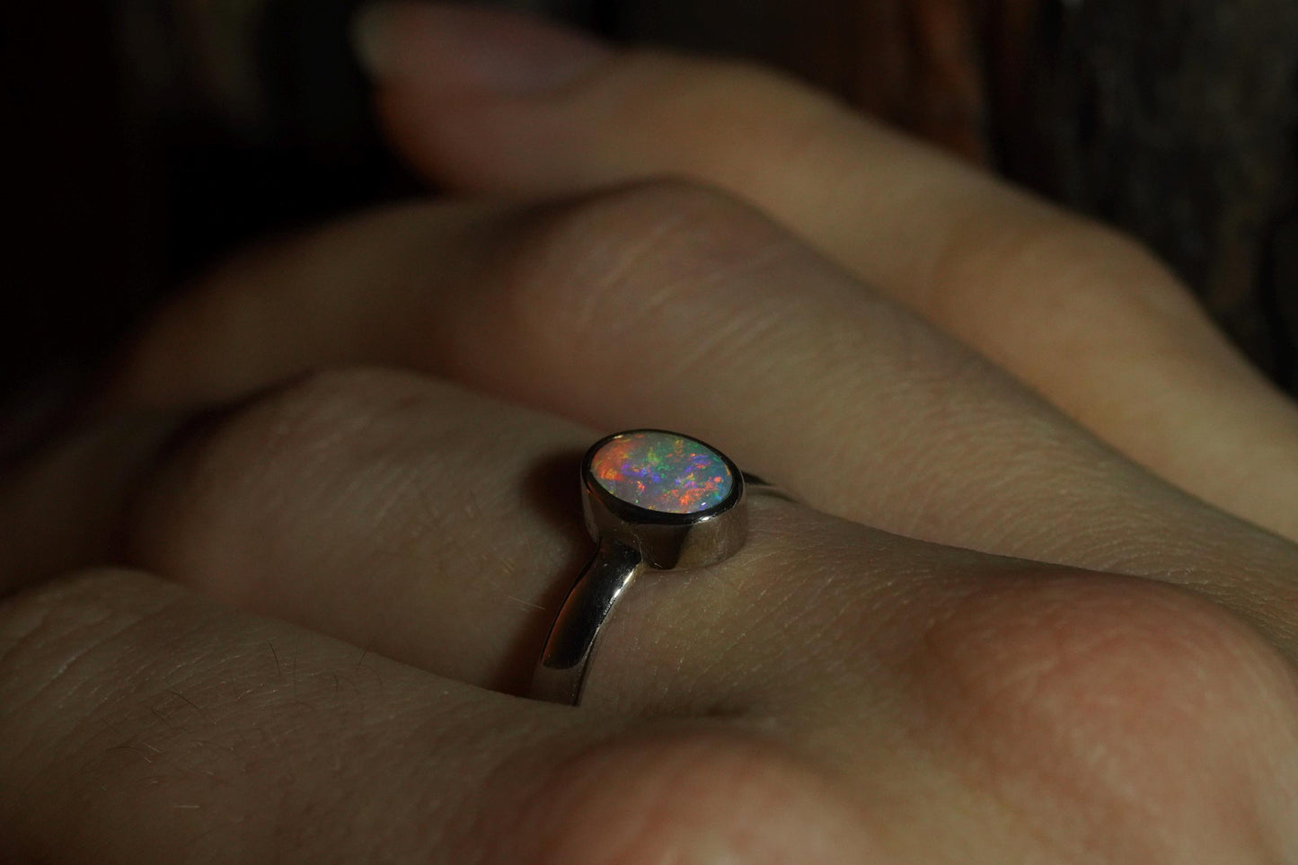 Australian Opal Ring | Sterling Silver | Size 7