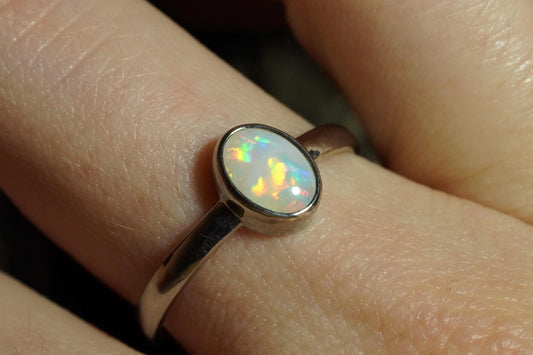 Australian Opal Ring | Sterling Silver | Size 7
