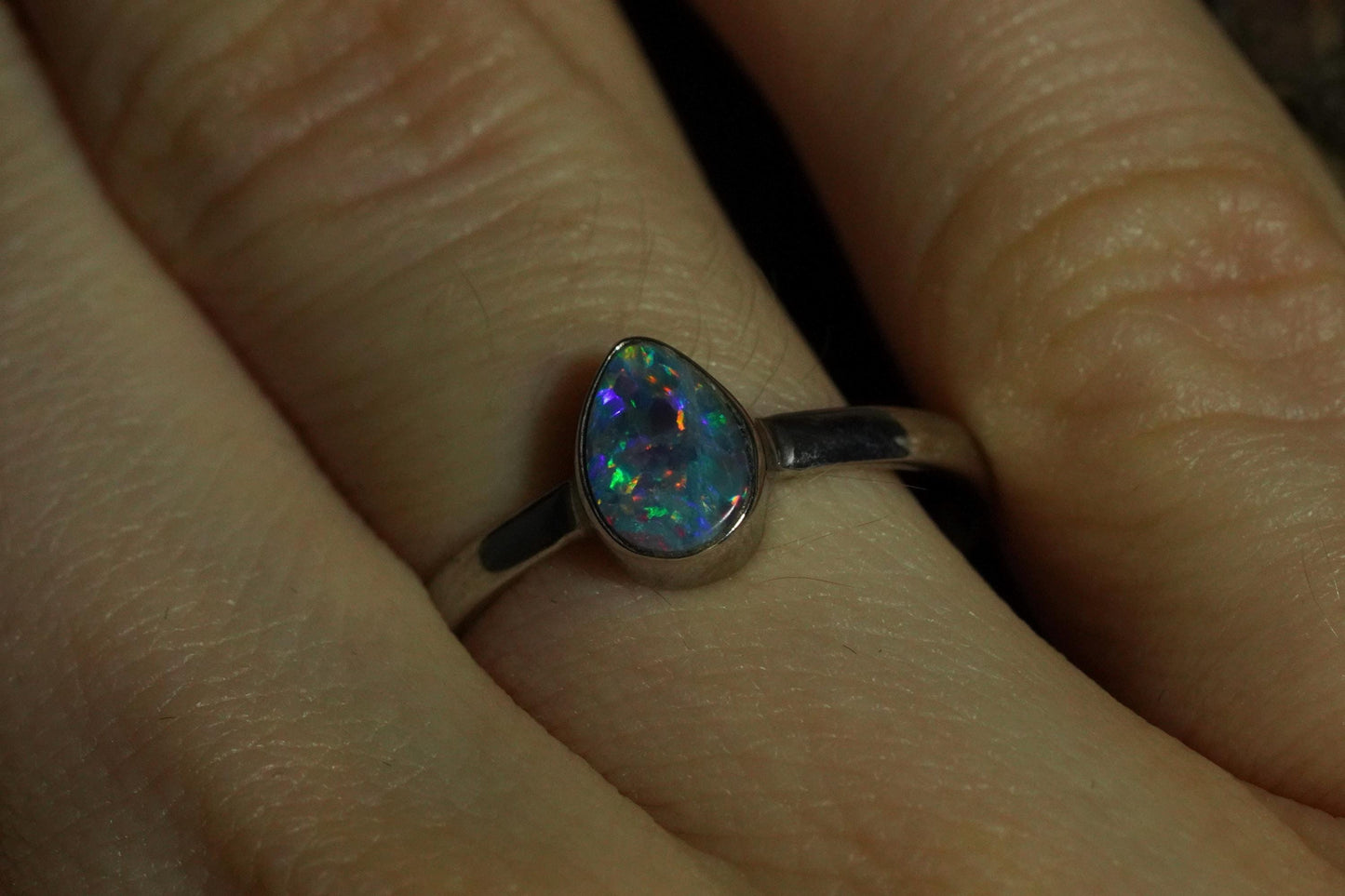 Australian Opal Ring | Sterling Silver | Size 6