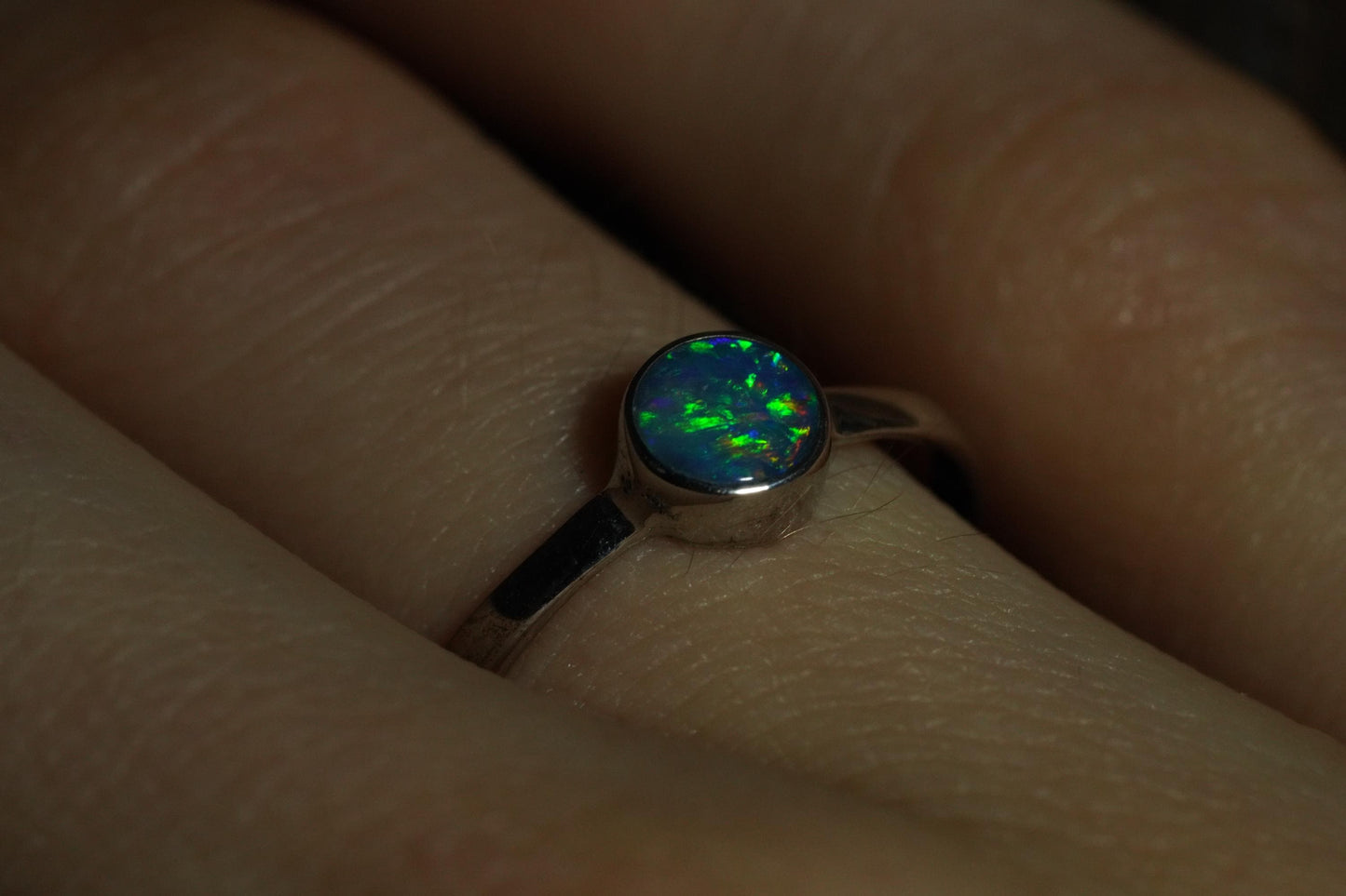 Australian Opal Ring | Sterling Silver | Size 6