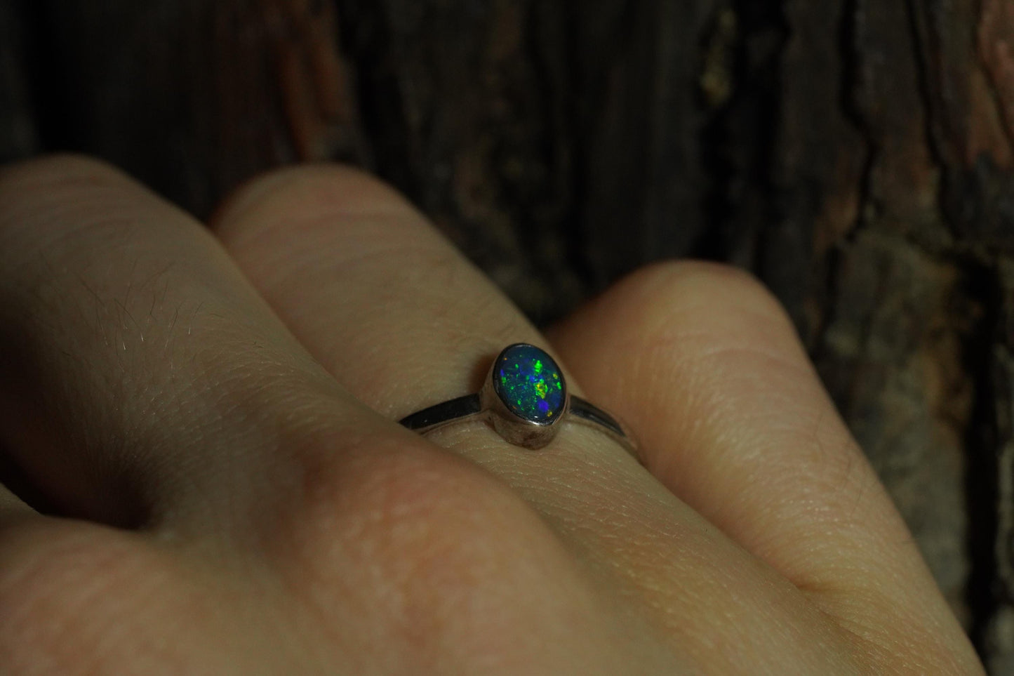 Australian Opal Ring | Sterling Silver | Size 6