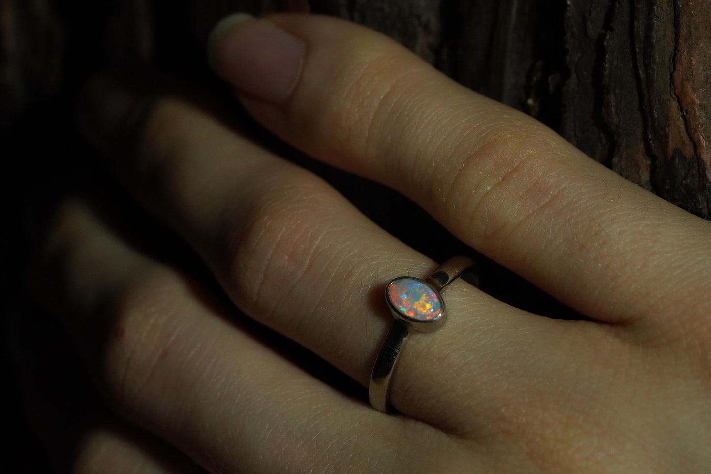 Australian Opal Ring | Sterling Silver | Size 6