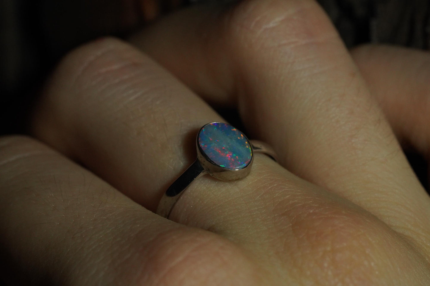 Australian Opal Ring | Sterling Silver | Size 7