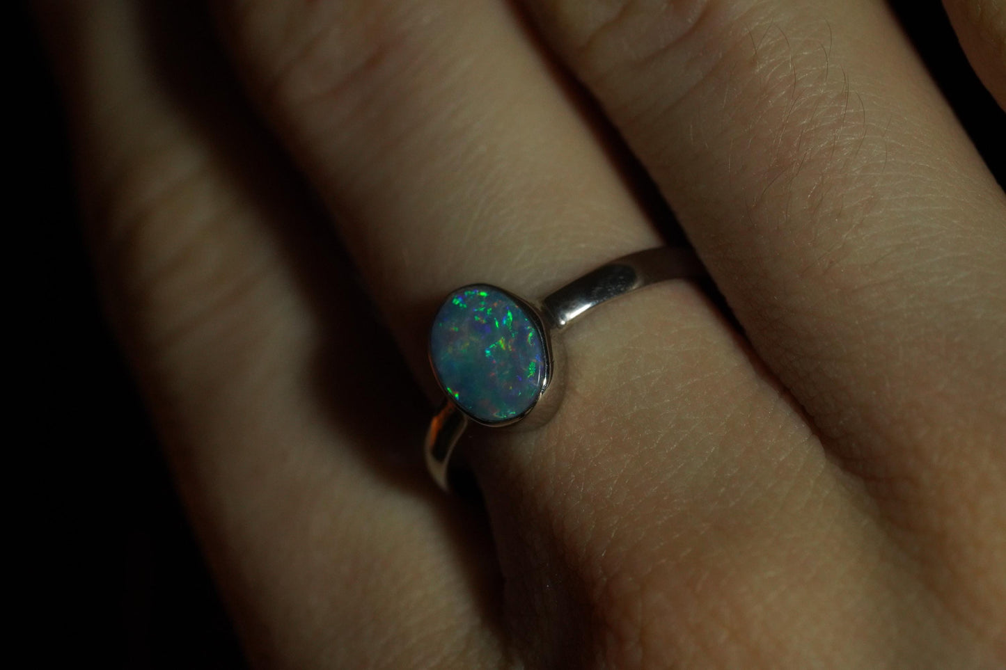 Australian Opal Ring | Sterling Silver | Size 7