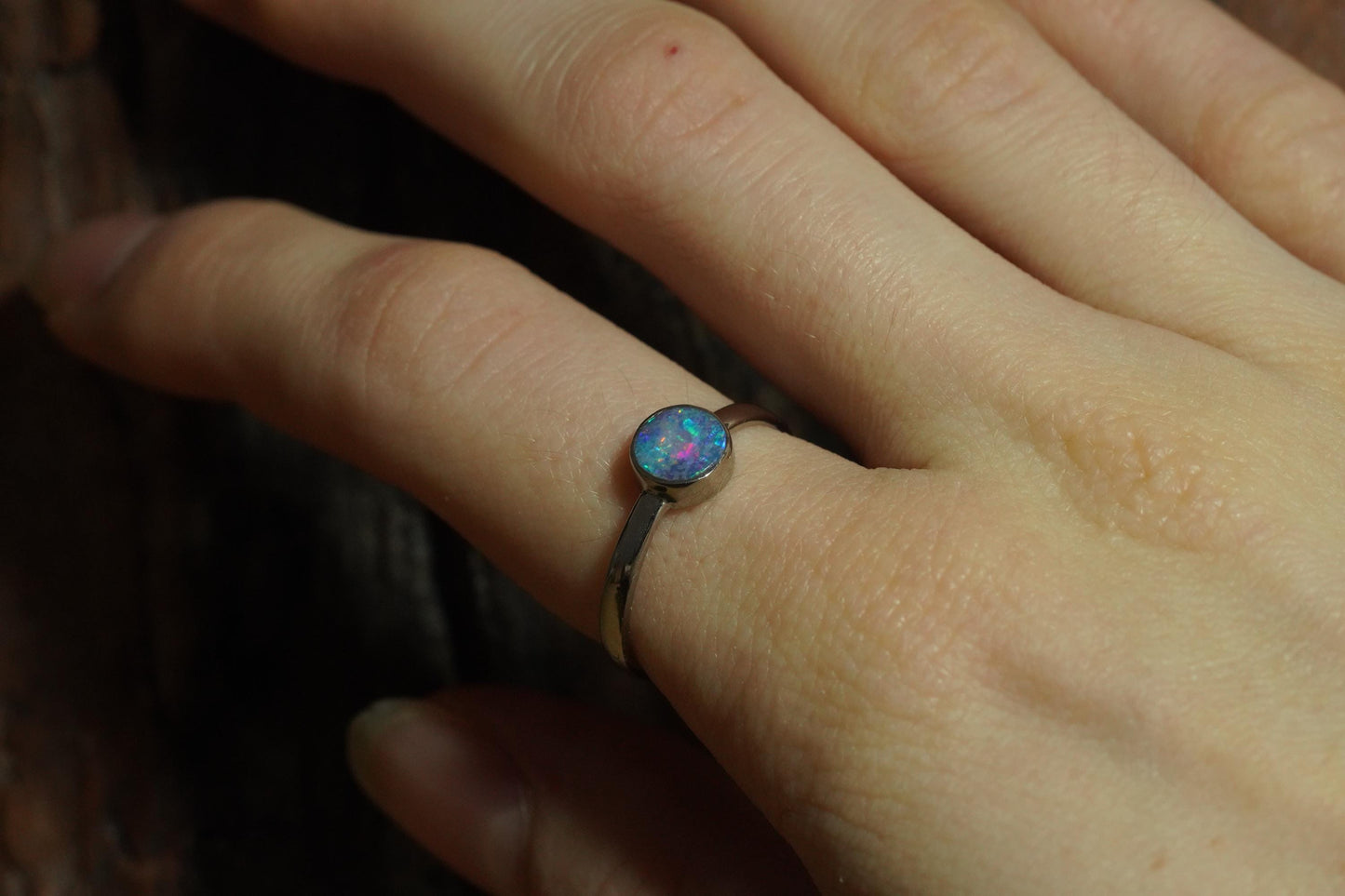 Australian Opal Ring | Sterling Silver | Size 8