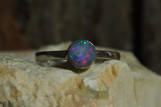 Australian Opal Ring | Sterling Silver | Size 8