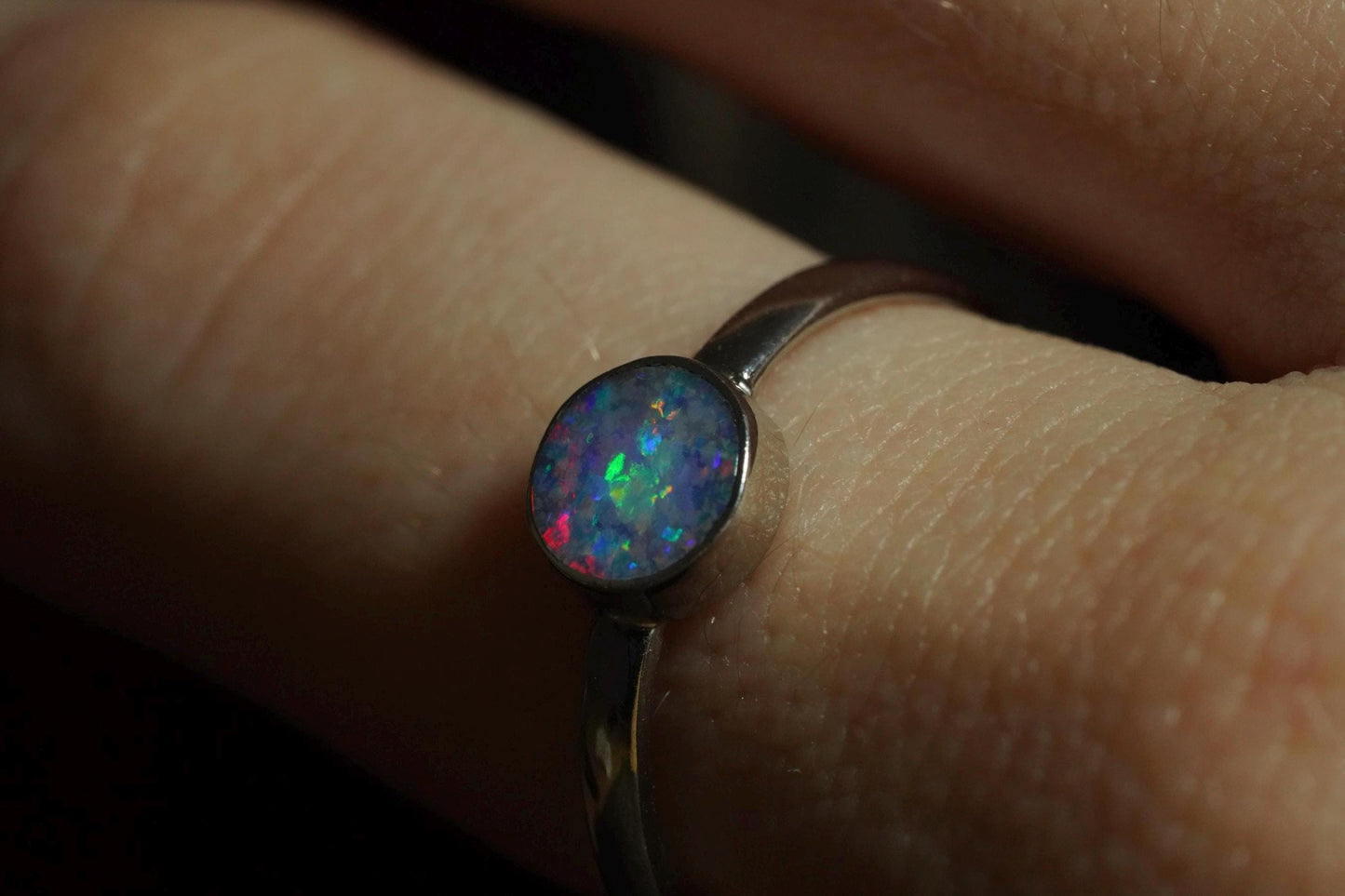 Australian Opal Ring | Sterling Silver | Size 8