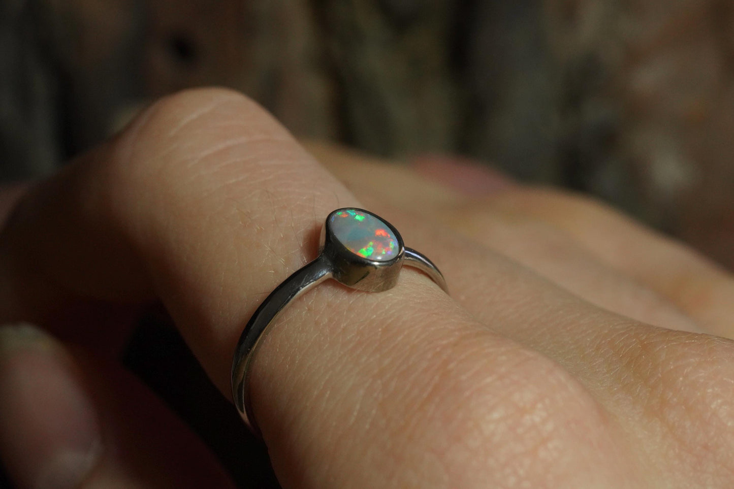 Australian Opal Ring | Sterling Silver | Size 8