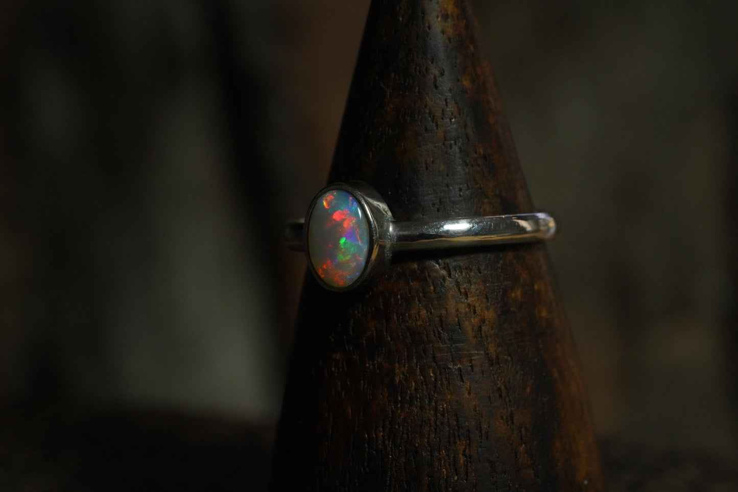 Australian Opal Ring | Sterling Silver | Size 8