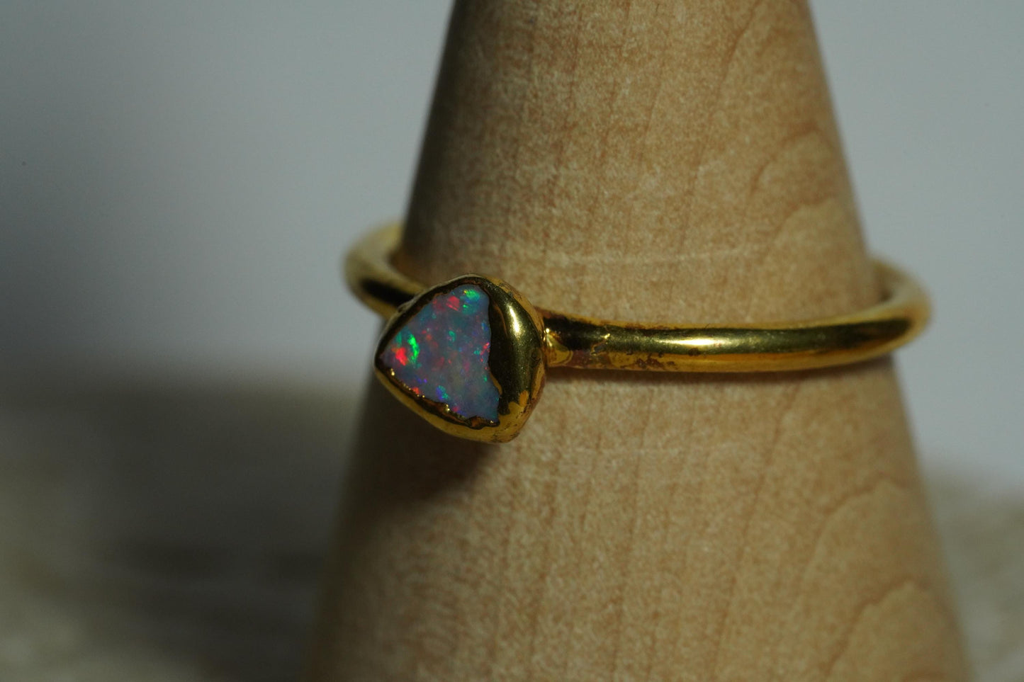 Single Raw Opal Gold Ring | Unique Gift for Her | October Birthstone | Electrform Opal Ring | Size 7